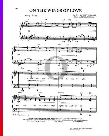 On The Wings Of Love Sheet Music