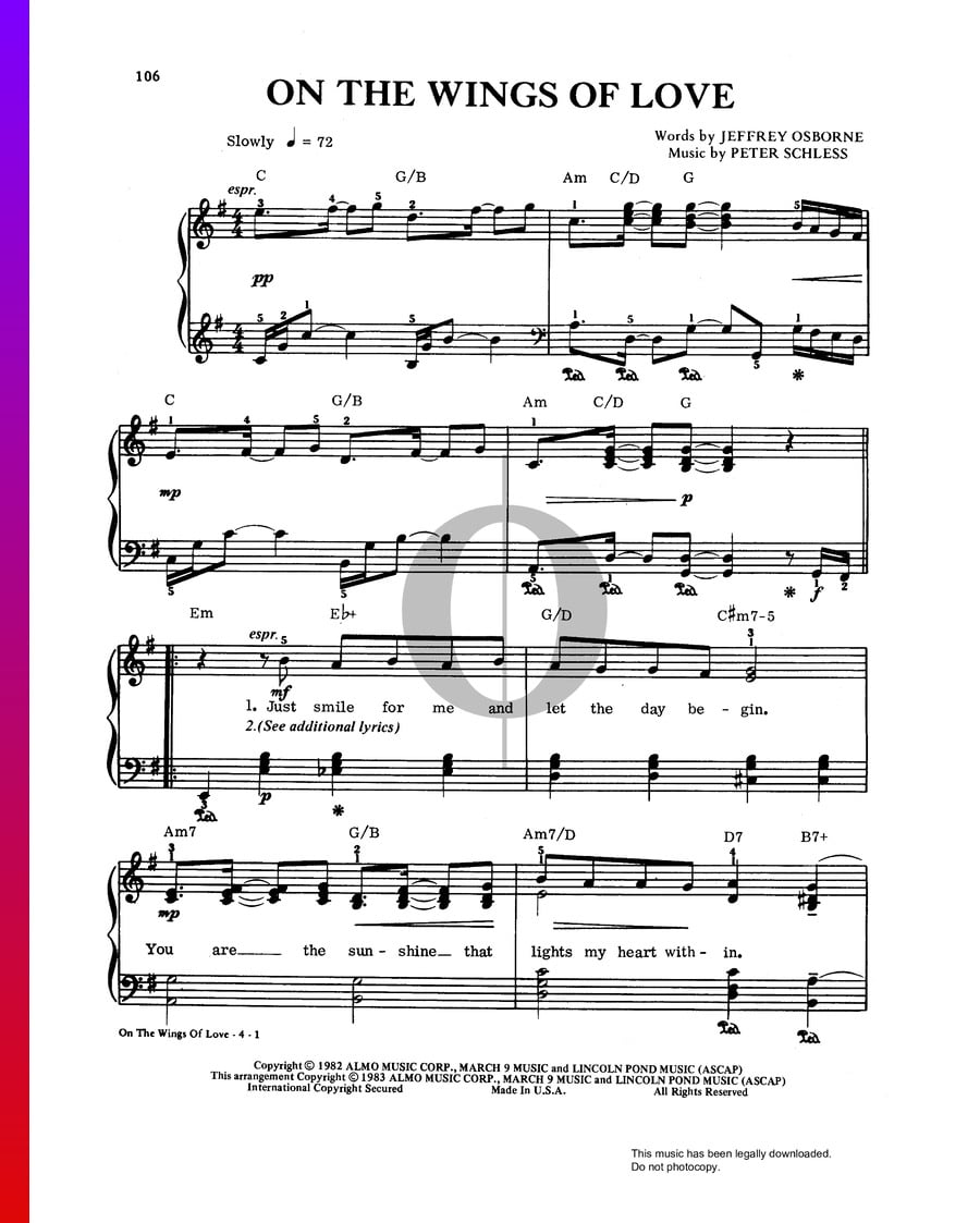 On The Wings Of Love Jeffrey Osborne Piano Sheet Music OKTAV   Fc022d7f T 001 On The Wings Of Love 900w 