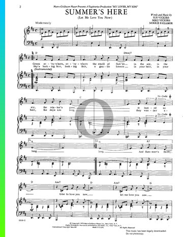 Summer's Here (Let Me Love You Now) Sheet Music