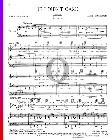 If I Didn't Care Sheet Music
