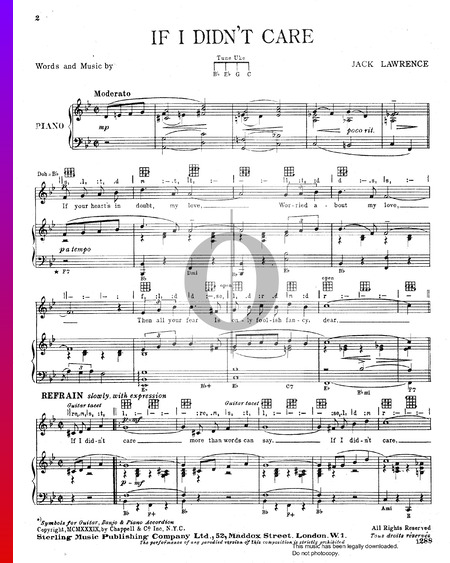 If I Didn't Care Sheet Music