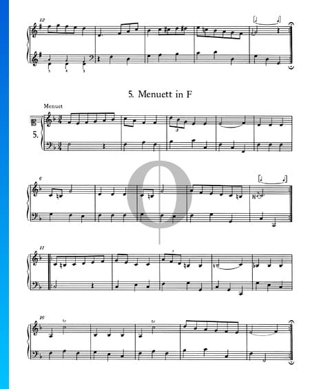 Menuet in F Major, No. 5 Sheet Music