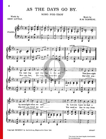 As The Days Go By Sheet Music
