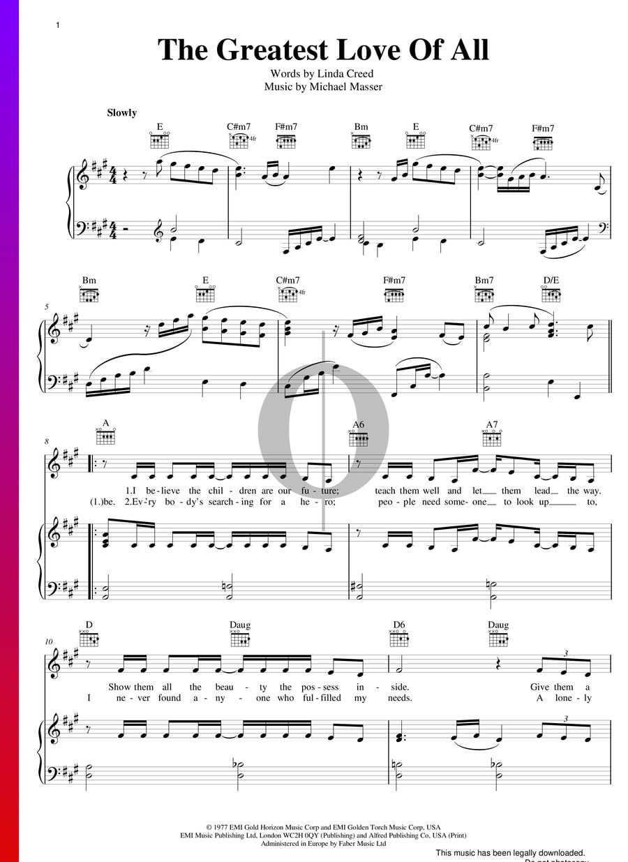 The Greatest Love Of All Whitney Houston Piano Sheet Music OKTAV the-greatest-love-of-all-sheet-music-for-piano-vocals-piano-voice