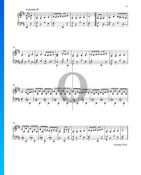 Suite in D Major, BWV 1012: 6. Gavotte II Sheet Music