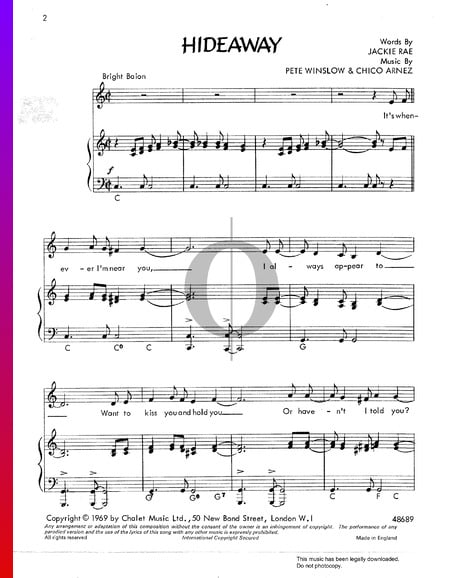 Hideaway Sheet Music