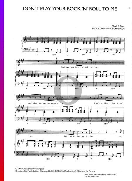 Don't Play Your Rock 'N' Roll To Me Musik-Noten
