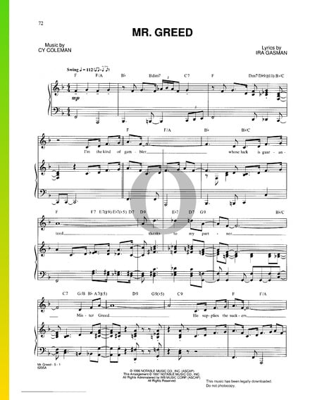 Mr Greed Sheet Music