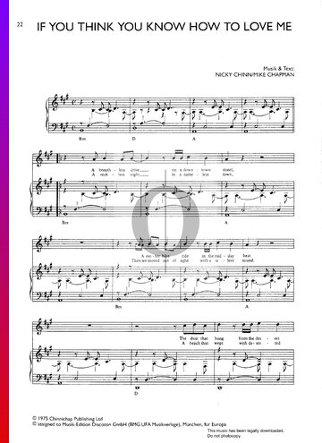 If You Think You Know How To Love Me Sheet Music