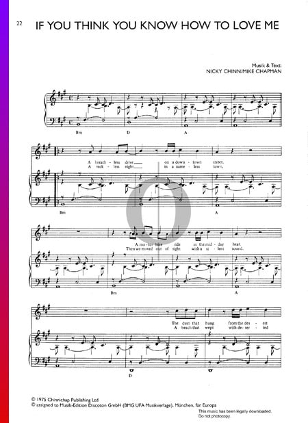 If You Think You Know How To Love Me Musik-Noten