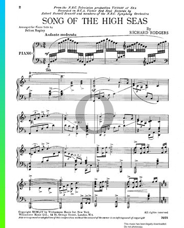 Song Of The High Seas Sheet Music