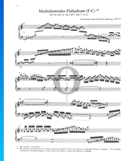Modulierendes Präludium (F-C), KV 624 (626a)