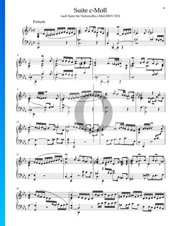 Suite en do menor, BWV 1011: 1. Preludio Partitura