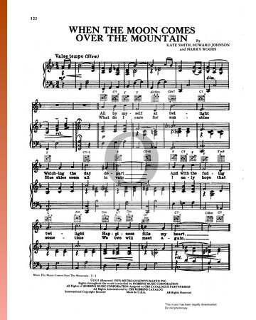 When The Moon Comes Over The Mountain Partitura