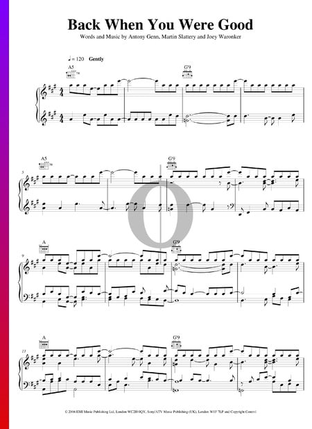 Back When You Were Good Musik-Noten