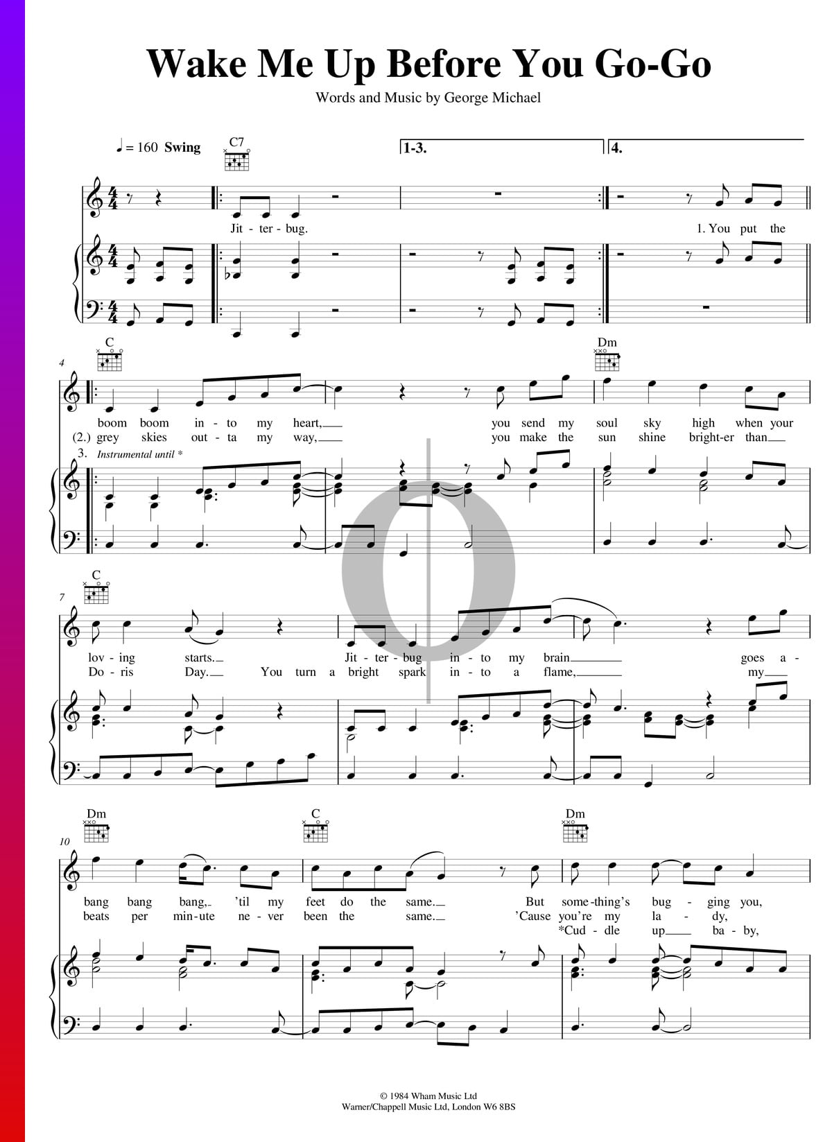 Wake Me Up Before You Go Go Sheet Music Piano Guitar Voice Oktav