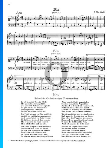 Aria: So oft ich meine Tabackspfeife, BWV 515 Partitura