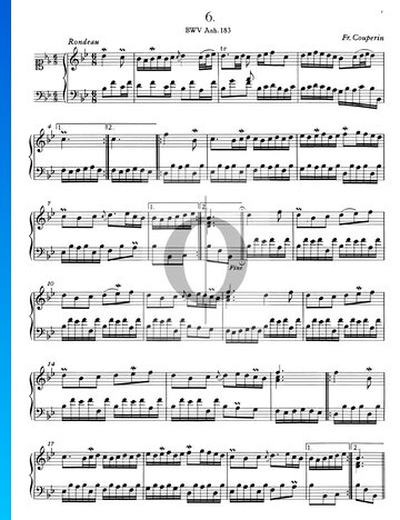 Rondó en si bemol mayor, BWV Anh. 183 Partitura