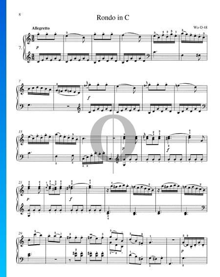 Rondó en do mayor, WoO 48 Partitura