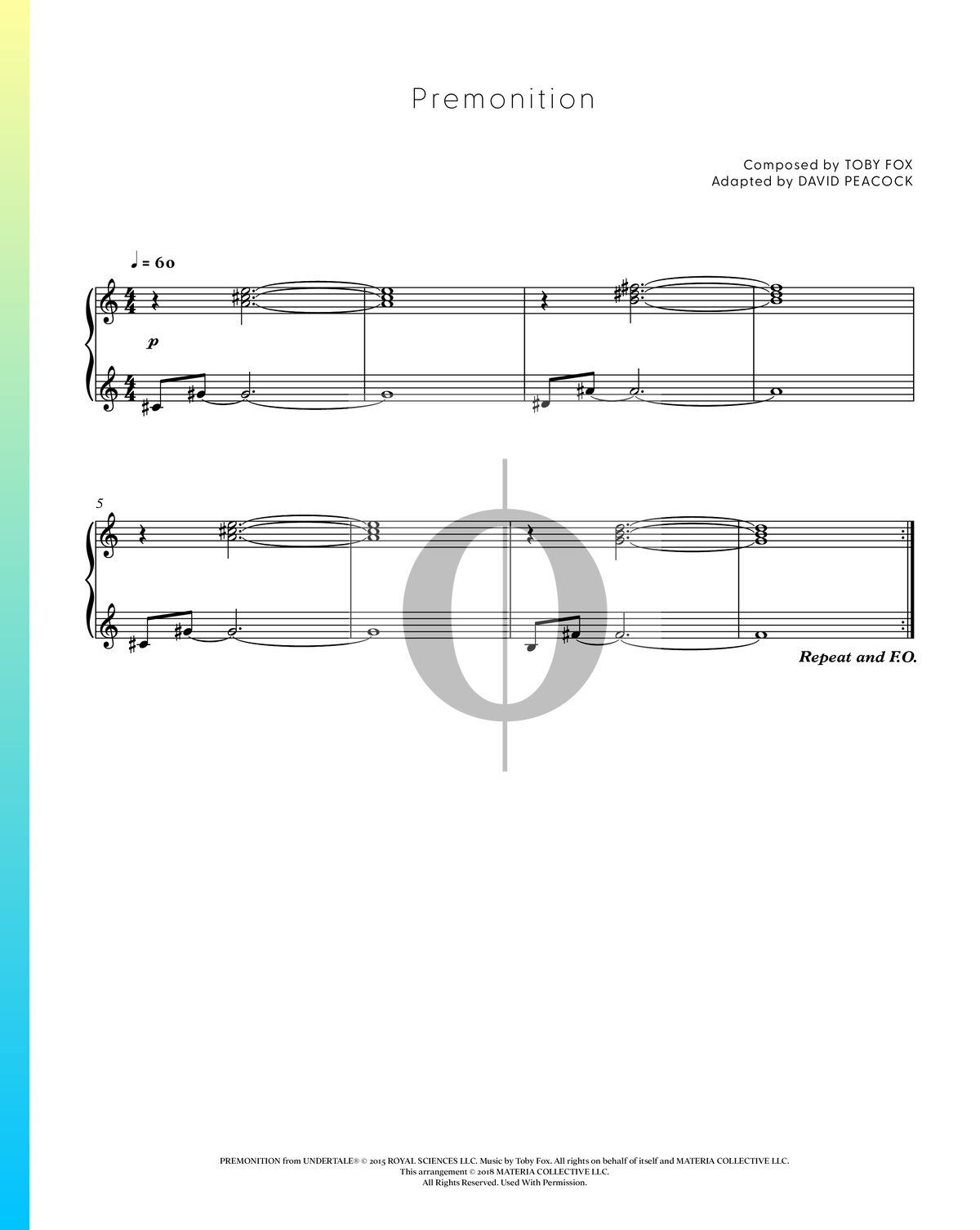 Premonition Toby Fox Piano Sheet Music Oktav