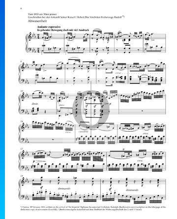 Sonata in E-flat Major (''Les Adieux''), Op. 81a: 2. Andante espressivo Sheet Music