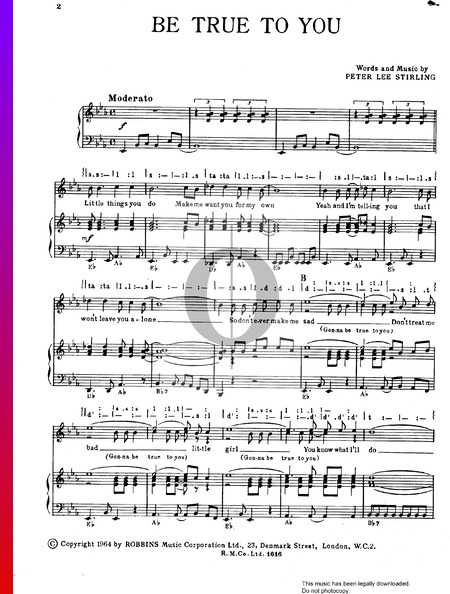 Be True To You Musik-Noten
