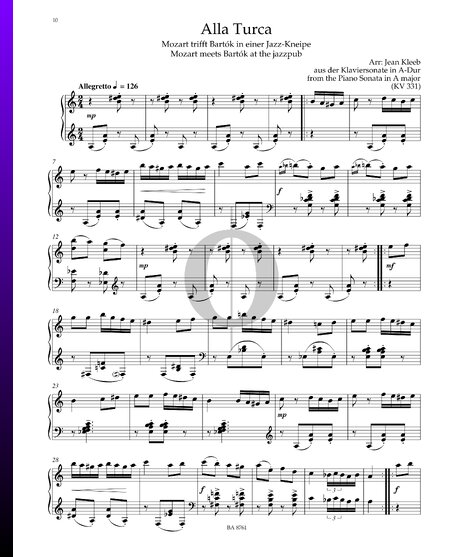 Sonate pour Piano No. 11 en La Majeur, KV 331 (300i) : 3. Allegretto - Marche turque