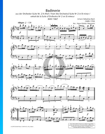 Orchestra Suite No. 2 in B Minor, BWV 1067: 7. Badinerie Sheet Music
