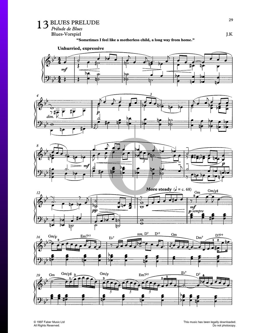 Blues Prelude (John Kember) Piano Sheet Music OKTAV