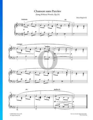 Partition Song Without Words, Op. 10