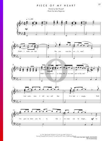 Piece Of My Heart Partitura