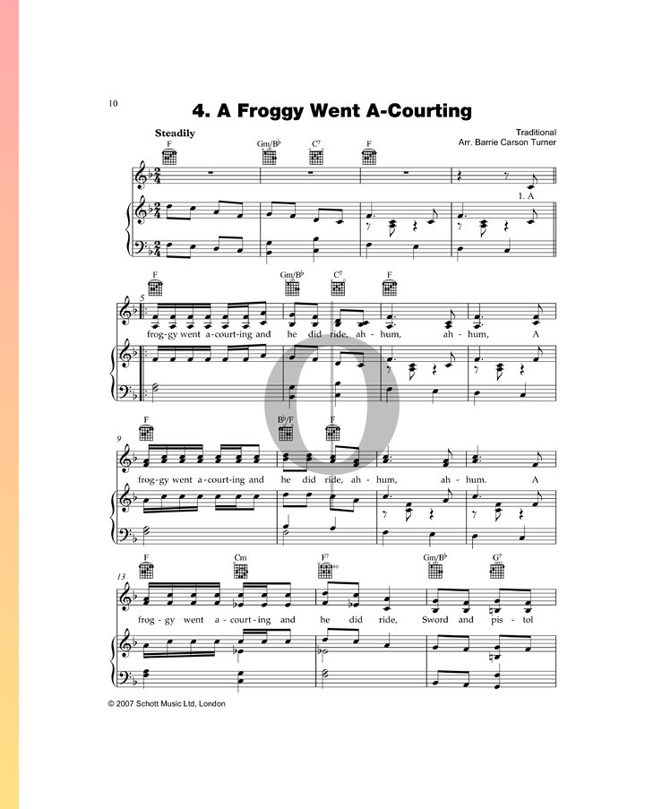 A Froggy Went A-Courting (Anonymous) Piano Sheet Music - OKTAV