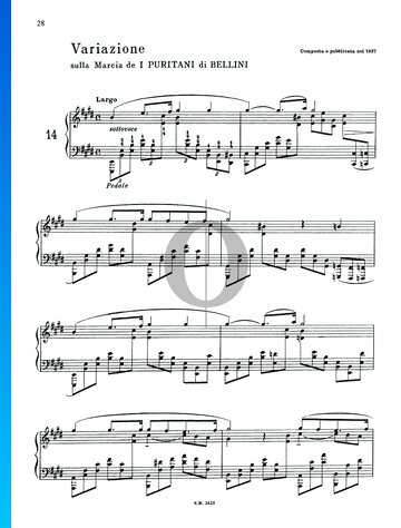 Variations on March from Bellini's I Puritani in E Major, No. 6 Sheet Music