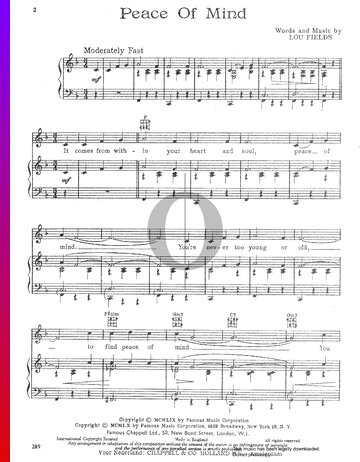 Peace Of Mind Sheet Music