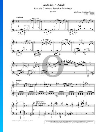 Fantasía n.º 3 en re menor, KV 397 (385g) Partitura