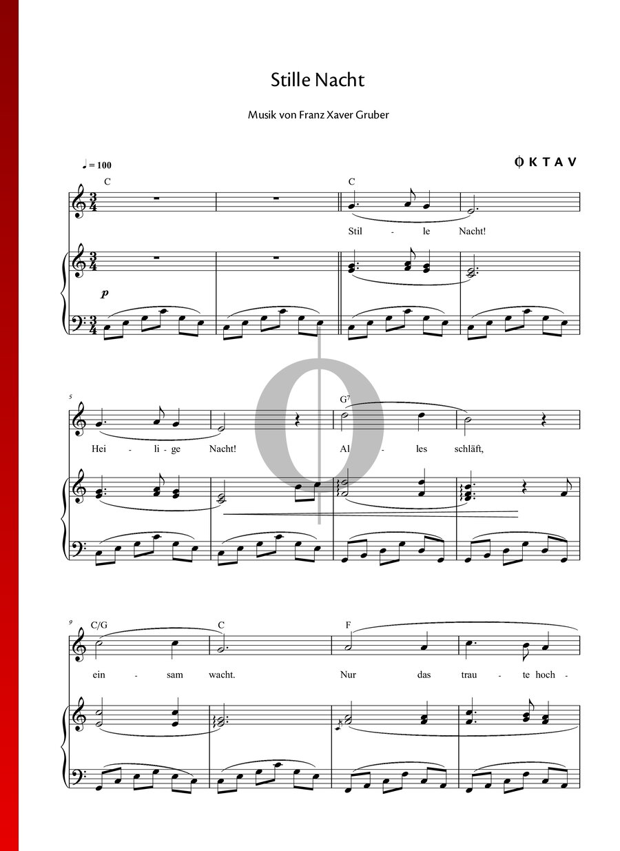 Dichter Von Stille Nacht 4 Buchstaben Kreuzworträtsel Stille Nacht, Heilige Nacht Klaviernoten (Franz Xaver Gruber) - OKTAV
