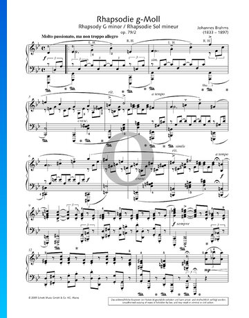 Rhapsody in G Minor, No. 2 Op. 79 Spartito