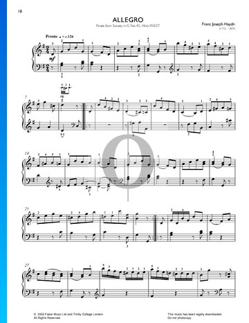Sonata in G Major, Hob.XVI:27: 3. Finale Sheet Music
