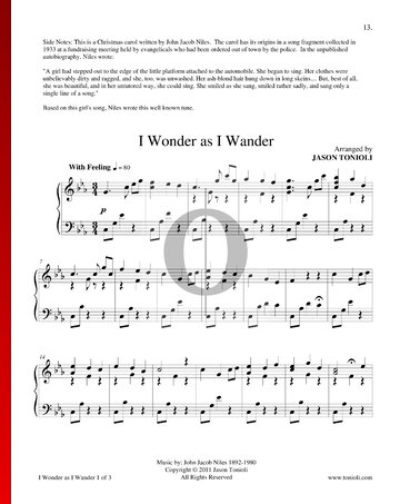 I Wonder As I Wander Musik-Noten