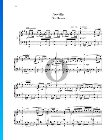 Suite Española No. 1, Op. 47: 3. Sevilla (Sevillanas) Partitura