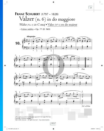 Partition Valse noble in C Major, D 969/6 - Op. 77, No. 6