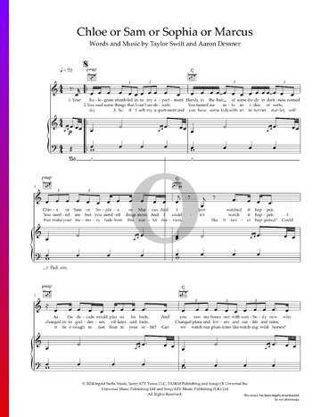 Chloe Or Sam Or Sophia Or Marcus Sheet Music