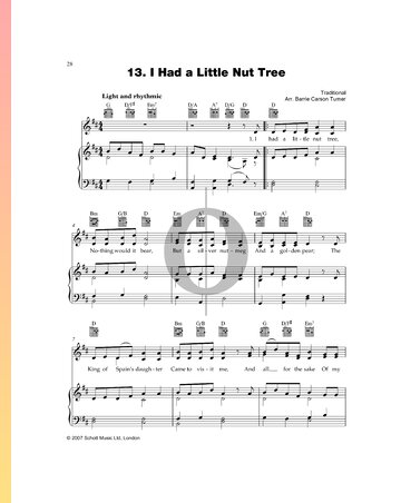 I Had a Little Nut Tree Musik-Noten