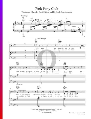 Pink Pony Club Sheet Music