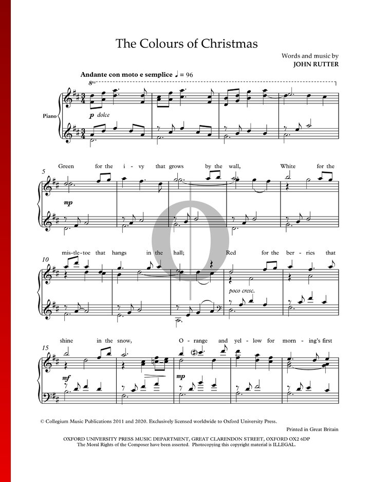 The Colours of Christmas (John Rutter) Piano Sheet Music - OKTAV