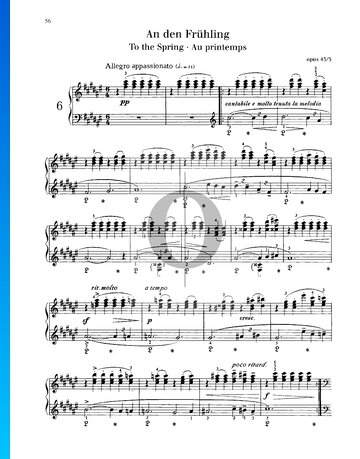 Lyrische Stücke, Op. 43 Nr. 6: An den Frühling Musik-Noten