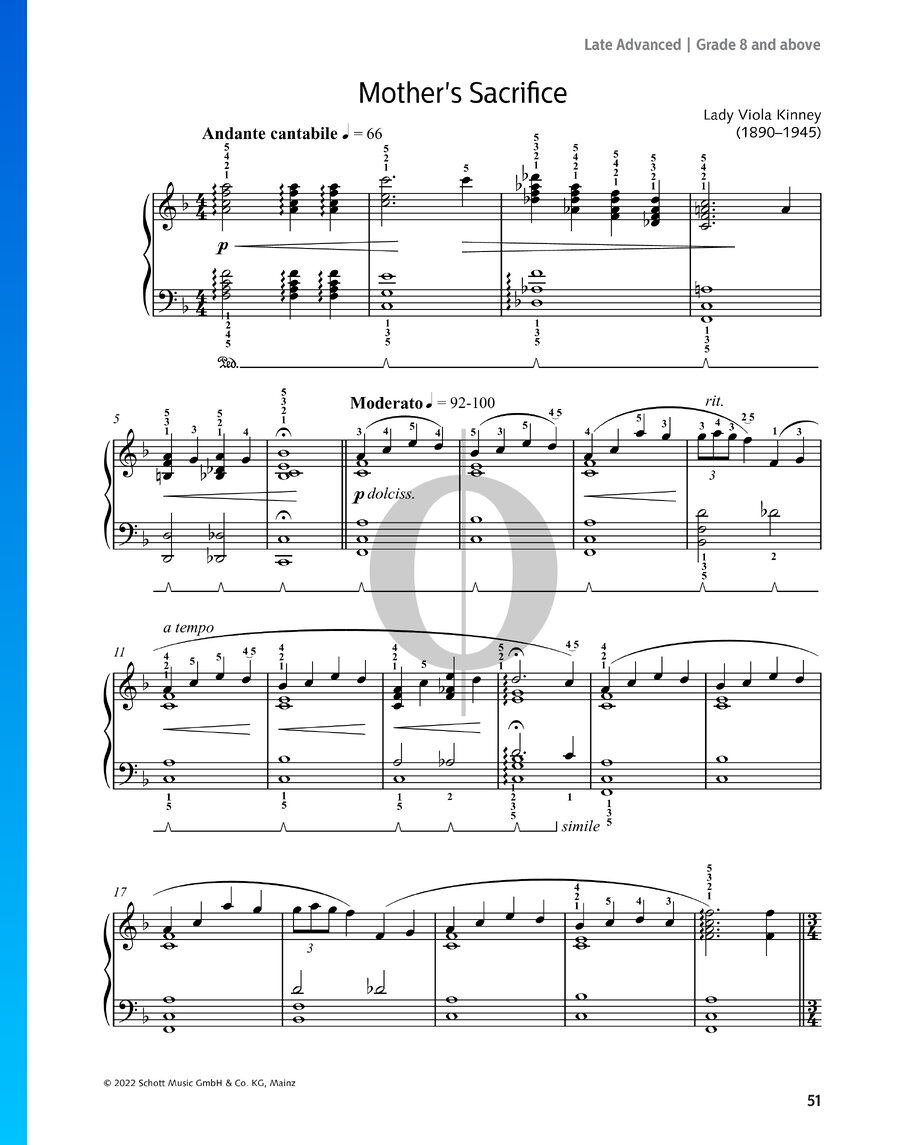Mother's Sacrifice (Lady Viola Kinney) Piano Sheet Music - OKTAV
