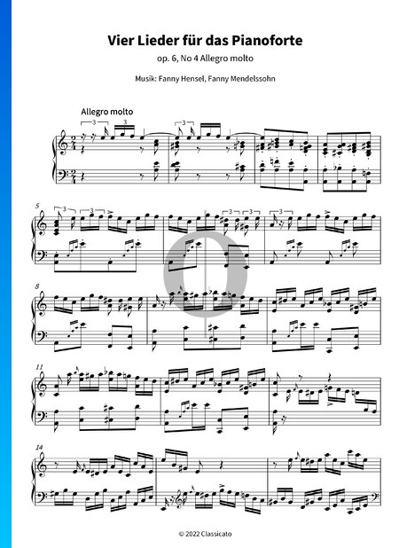 Vier Lieder für das Pianoforte, Op. 6 No. 4 Allegro molto