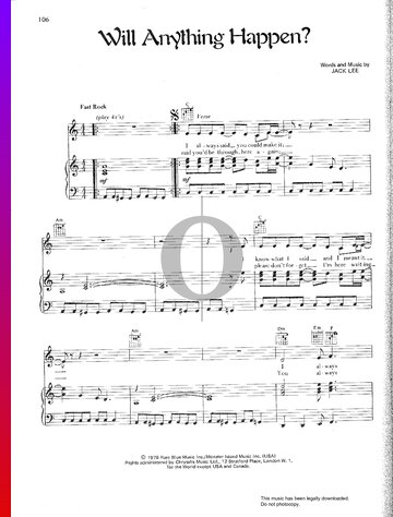 Will Anything Happen Sheet Music