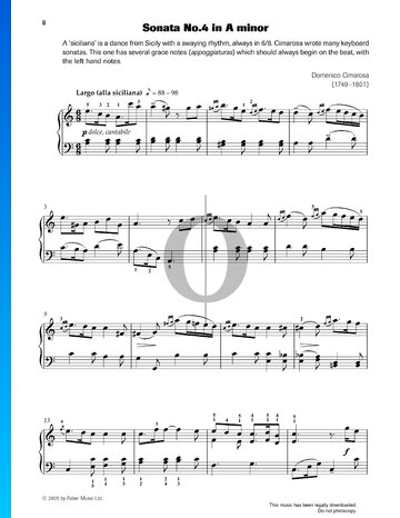 Sonate in a-Moll, Nr. 4 Musik-Noten